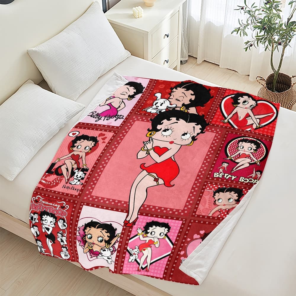 Betty Boop Super Soft Fleece Plush Throw Blanket for Couch Bed Sofa