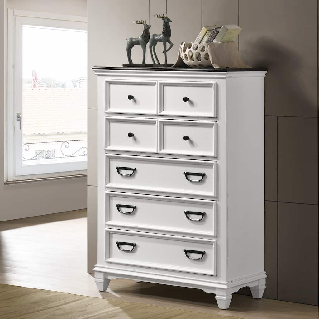 Roundhill Furniture Clelane Wood 5-Drawer Chest