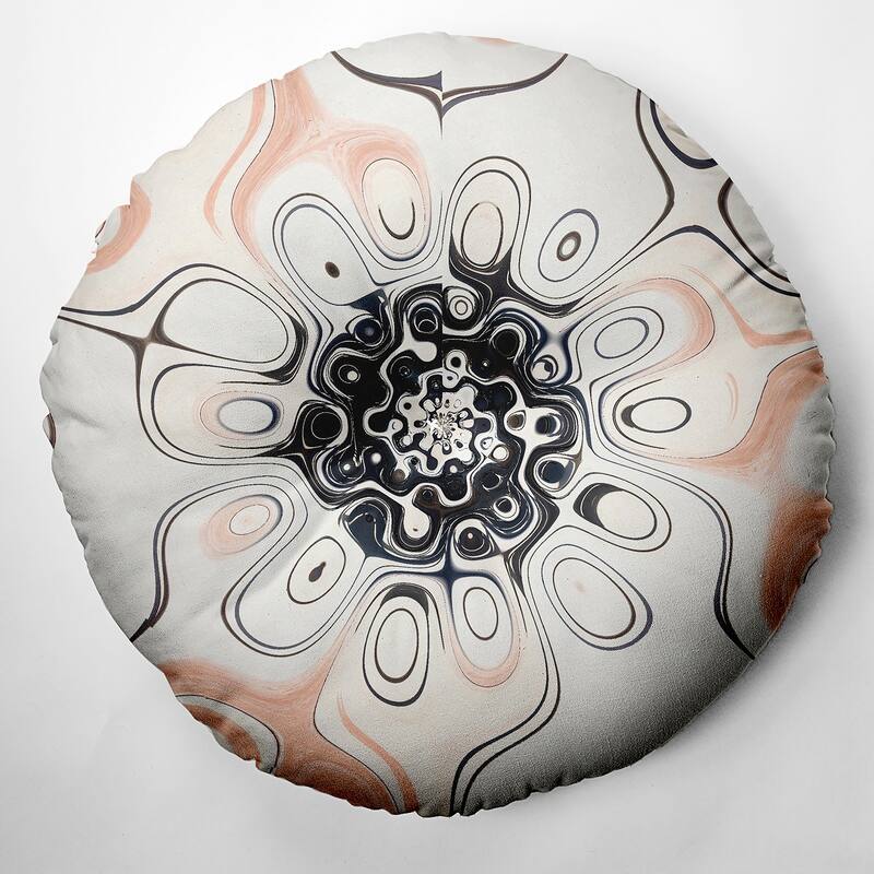 Bohemian & Eclectic Cappuchino Design Tufted Floor Pillow - 30" Diameter - X1