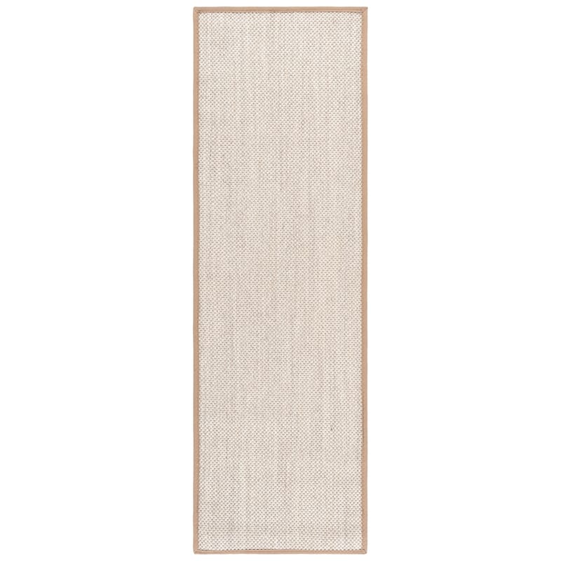 SAFAVIEH Natural Fiber Lorine Casual Border Sisal Rug - 2'6" x 20' Runner - Marble/Linen