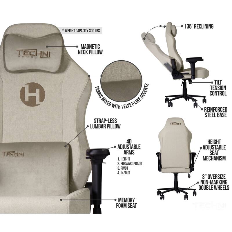 Techni Sport TSF65C Fabric Gaming Chair