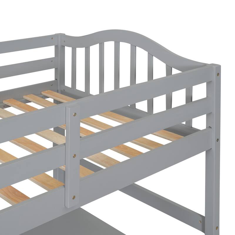 Twin Wooden Loft Bed with Desk and Shelves