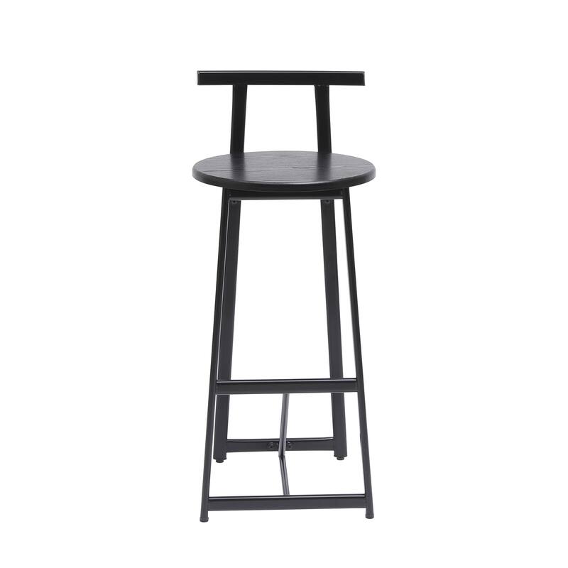 27''H Barstool Set Of 3 Wooden Round Bar Stools With Footrest Modern Kitchen Chairs