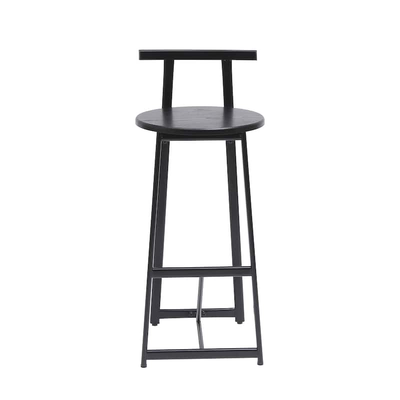 27''H Barstool Set of 3 Wooden Round Bar Stools with Footrest, Easy Assembly, for Dining Room, Kitchen