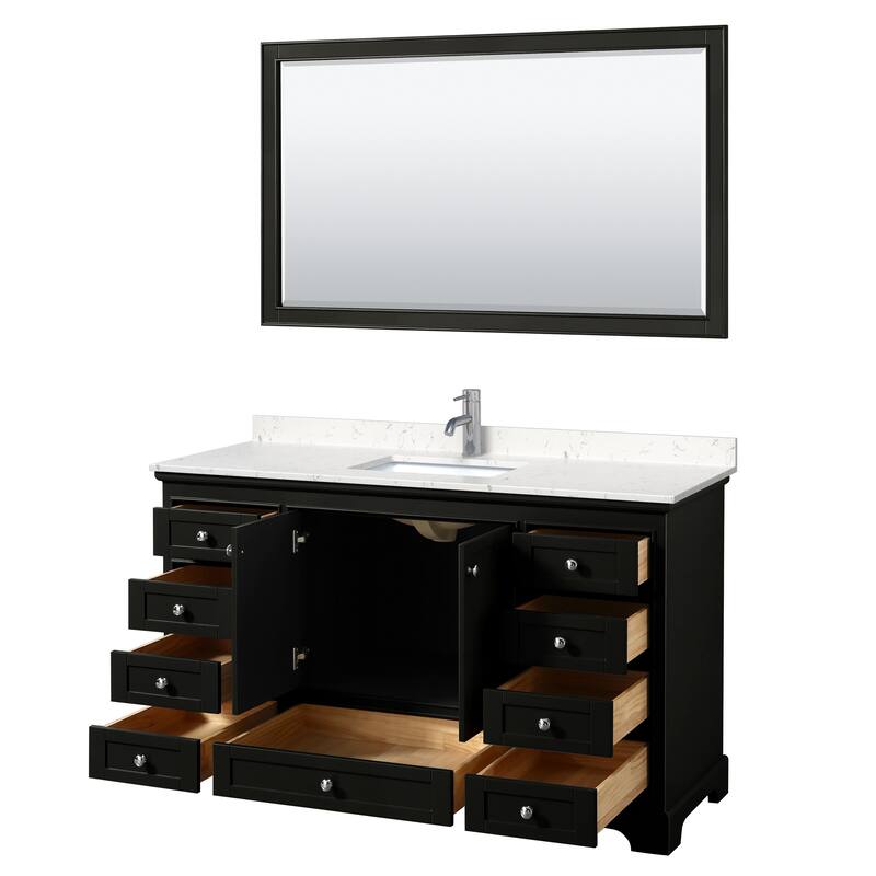 Deborah 60-inch Single Vanity, Cultured Marble Top, 58-inch Mirror