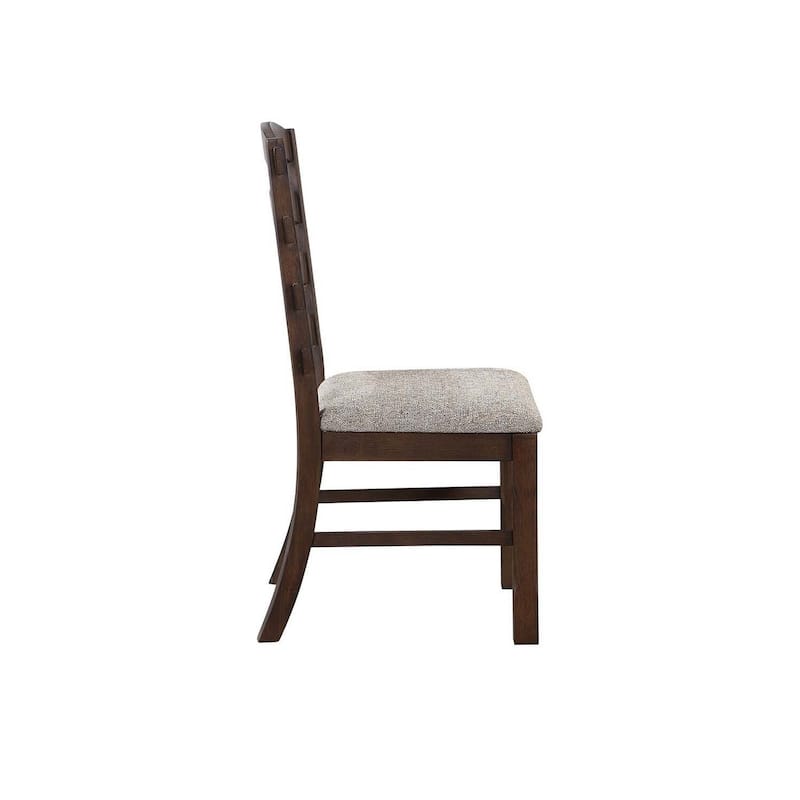 Brown/Gray Fabric Upholstered Wood Frame Dining Chair, Set of 2, Sturdy Dining Chair for Dining Rooms - 20.5