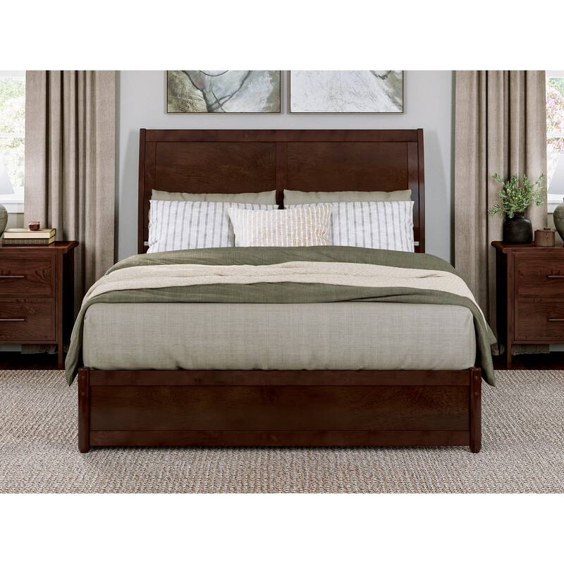 Andorra Platform Bed with Panel Footboard and Twin XL Trundle