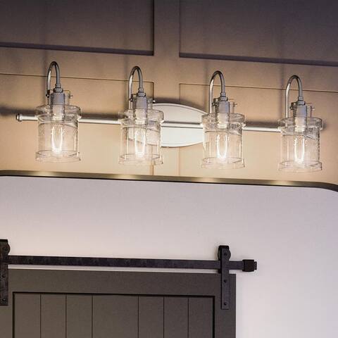 Luxury Modern Farmhouse Bath Fixture, 9.75"H x 32"W, with Vintage Style, Polished Chrome, by Urban Ambiance