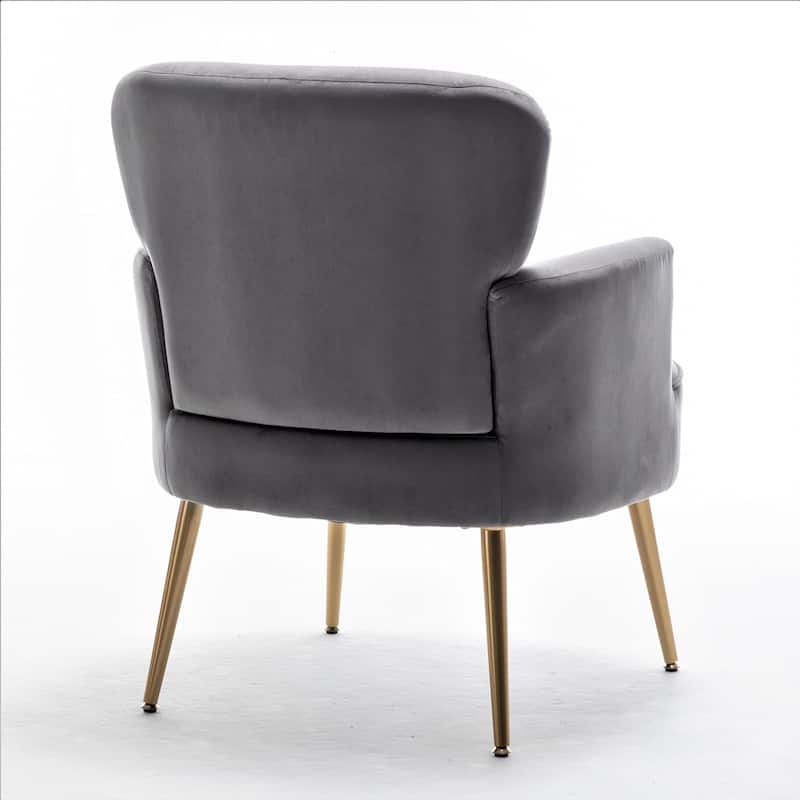 US Pride Furniture Trendy Velvet Accent Chair with Gold Metal Legs Upholstered Armchair