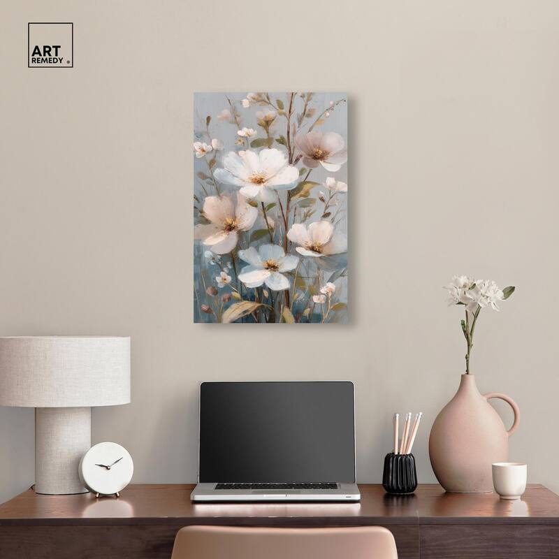 Vintage White Meadow Canvas by Art Remedy, Gallery Wrapped