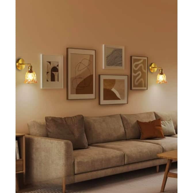 2 Pack lighting bulb gold vanity lighting glass wall sconces