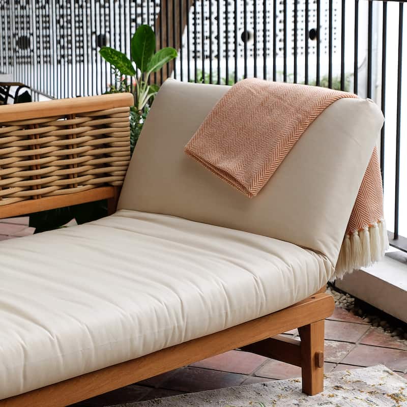 Cambridge Casual Auburn Teak Outdoor Sofa Daybed with Sunbrella Cushion