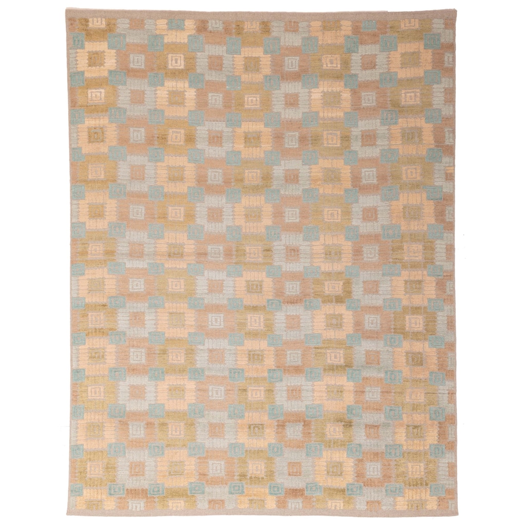 ECARPETGALLERY Hand-knotted Tangier Light Blue, Sky Blue Viscose, Wool Rug - 9'1 x 11'10