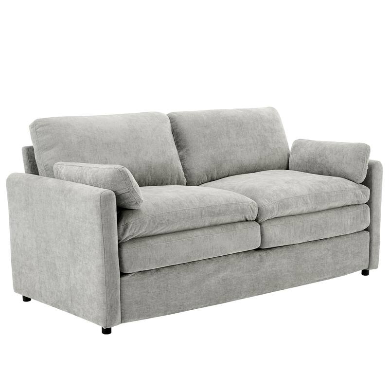 Chenille Fabric Upholstered Loveseat Sofa, Deep Seat Couch Settee with Pillow, 2 Seater Sofa with Plush Cushion