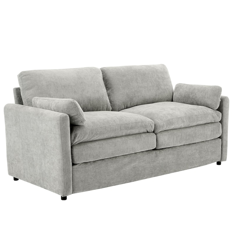 Roomfitters Cozy Oversized Upholstered Loveseat Cloud Sofa with Plush Double Cushion for Living Room, Light Grey