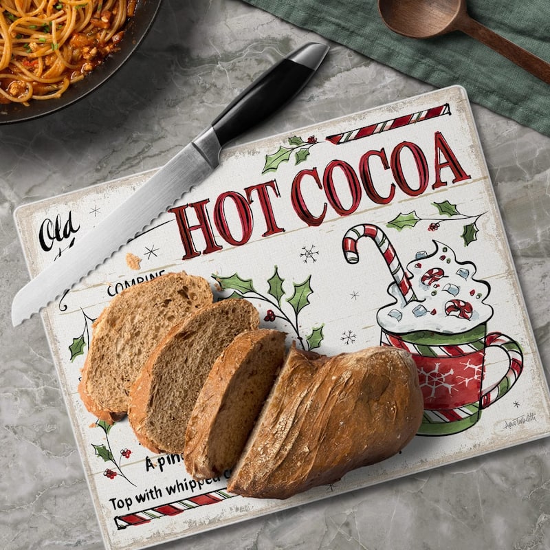 Holiday Treats 3mm Heat Tolerant Tempered Glass Cutting Board 10” x 8” Manufactured in the USA Dishwasher Safe