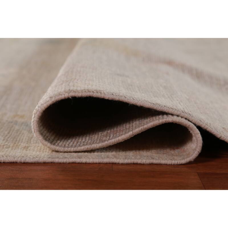 Hand Knotted Oriental 100% Wool Carpet Transitional All-Over Navy Blue & Blues Oushak Area Rug - 9' 2'' X 5' 10''