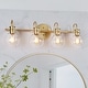 preview thumbnail 44 of 51, Modern 3-Light Bathroom Vanity Light Minimal Globe Glass Wall Sconce 4-Light/ 28.5" - LightGold