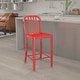 preview thumbnail 23 of 98, 24'' High Metal Indoor-Outdoor Counter Height Stool with Vertical Slat Back Red
