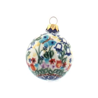 Blue Rose Polish Pottery Vena Small Christmas Ball