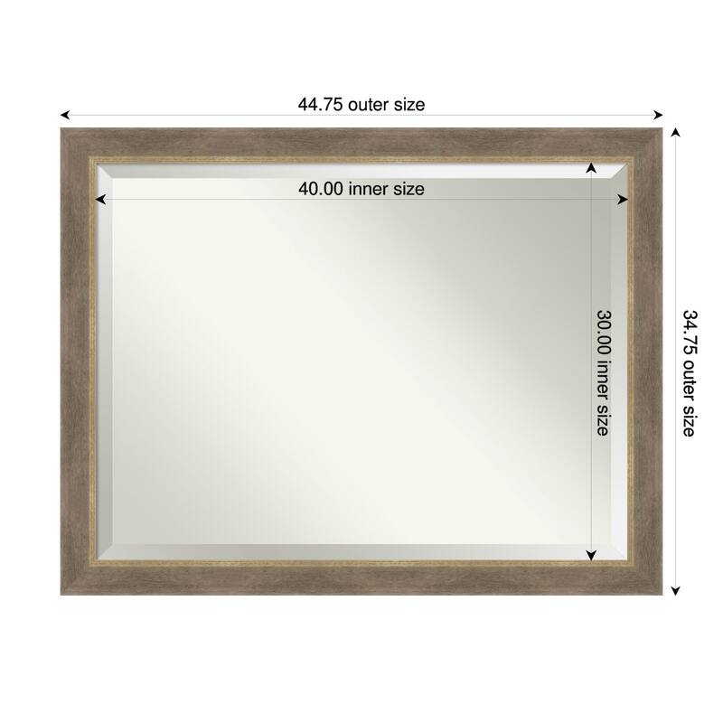 Driftwood Tan Beveled Wood Framed Wall Mirror - Driftwood Tan - 45 x 35 in