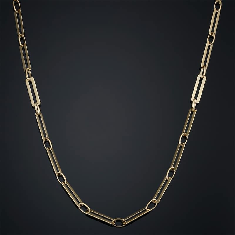 14k Yellow Gold 3.9 millimeter Polished Paperclip Chain Necklace