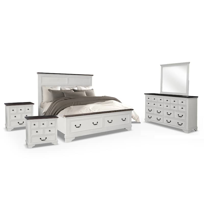 Furniture of America Eryndor Modern Farmhouse 5-Piece White Solid Wood Platform Bedroom Set