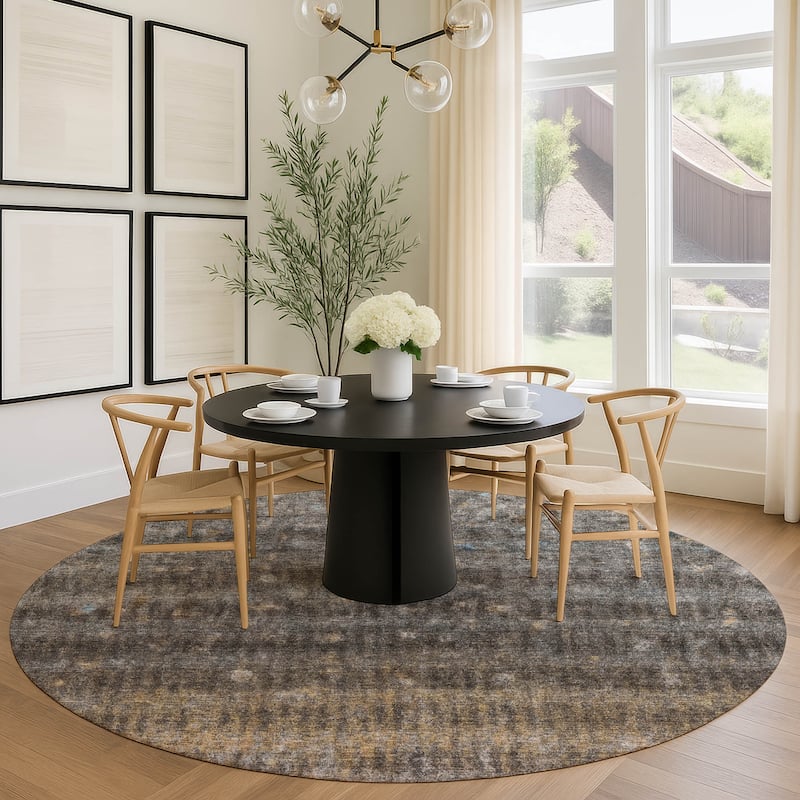 Machine Washable Indoor/ Outdoor Abstract Ombre Chantille Rug