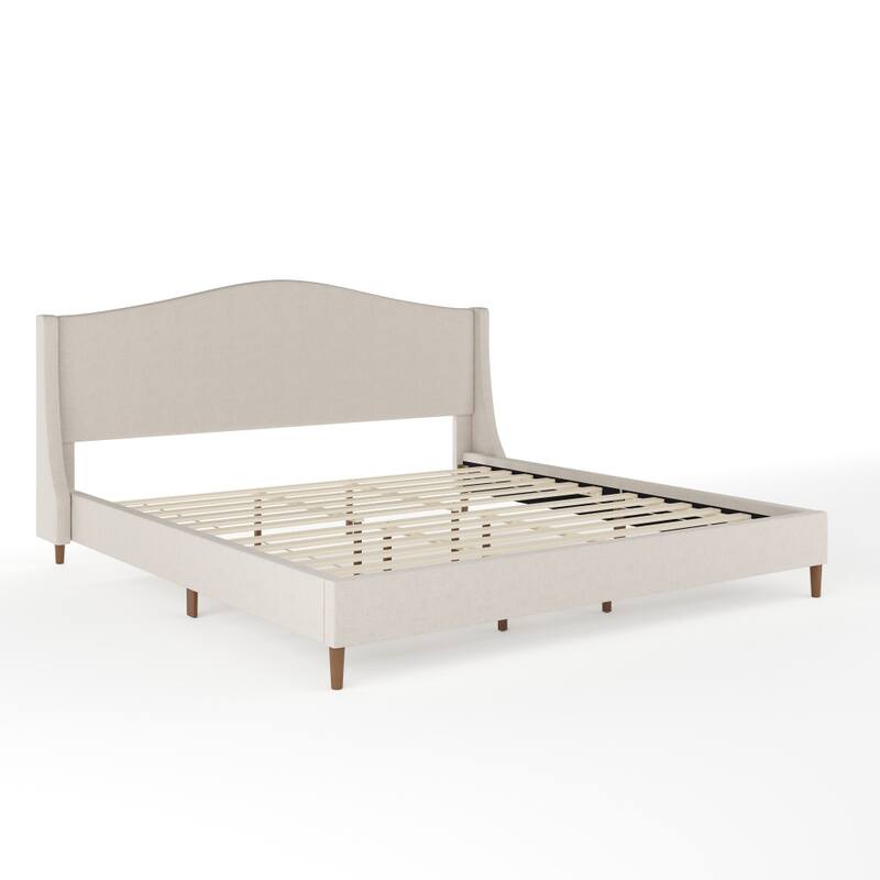 Martha Stewart Upholstered Platform Bed with Curved Headboard
