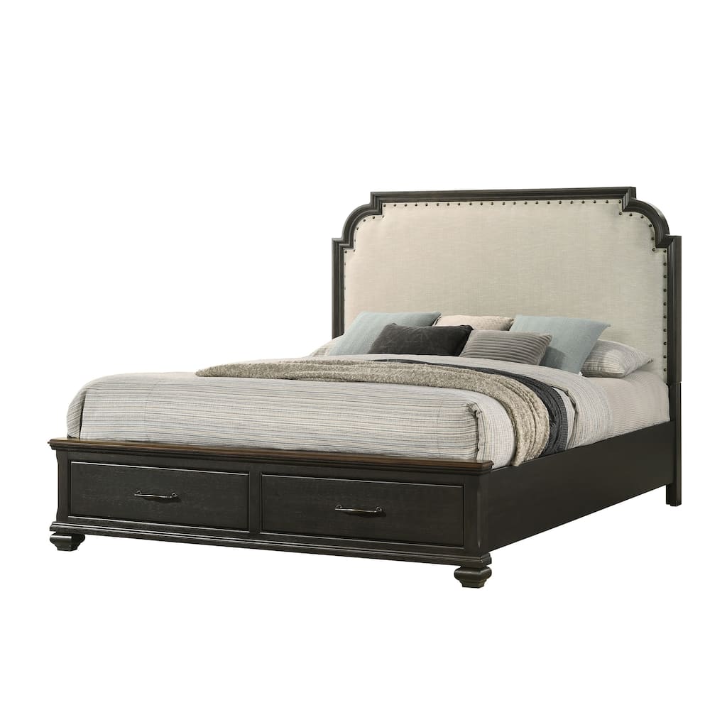 Josalina Brown Fabric Upholstered Storage Platform Bed