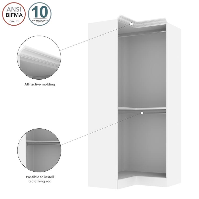 Versatile 36W Corner Closet Organizer and Wardrobe by Bestar