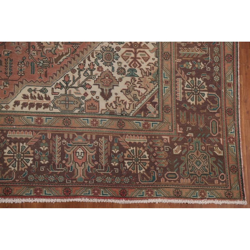 Handmade Geometric Tabriz Persian Vintage Rug Oriental Wool Carpet - 9'10" x 12'7"