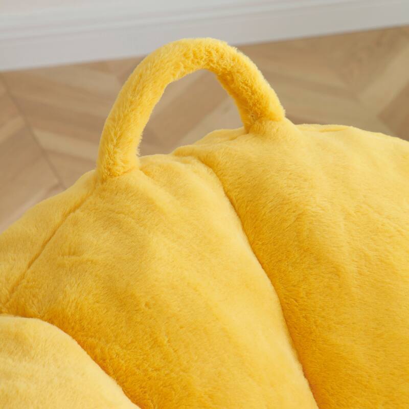 Faux Fur Shell-Shaped Medium Bean Bag Chair with Footstool