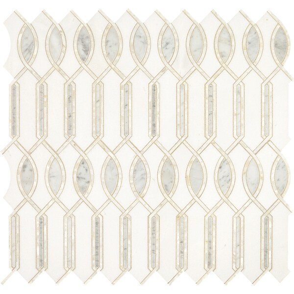 Daltile LVIMAGIMS1L Lavaliere - 11" x 11" Sheet Varied Deco Mosaic Wall Tile - Light Polished Marble Visual - Sold by Sheet