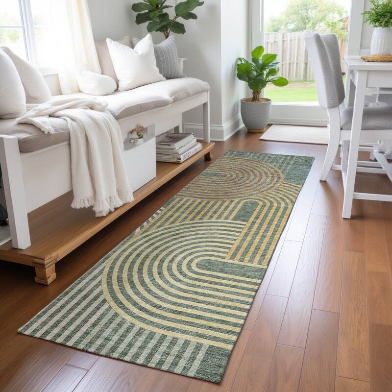 Machine Washable Indoor/ Outdoor Modern Basehor Chantille Rug