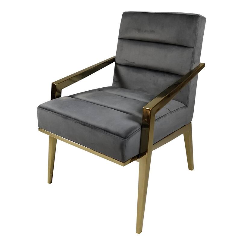 Merriman Upholstered Accent Armchair with Metal Frame - Dark Grey/Gold