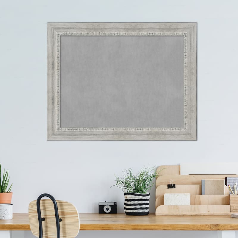 Amanti Art Rustic White Wash Framed Magnetic Board