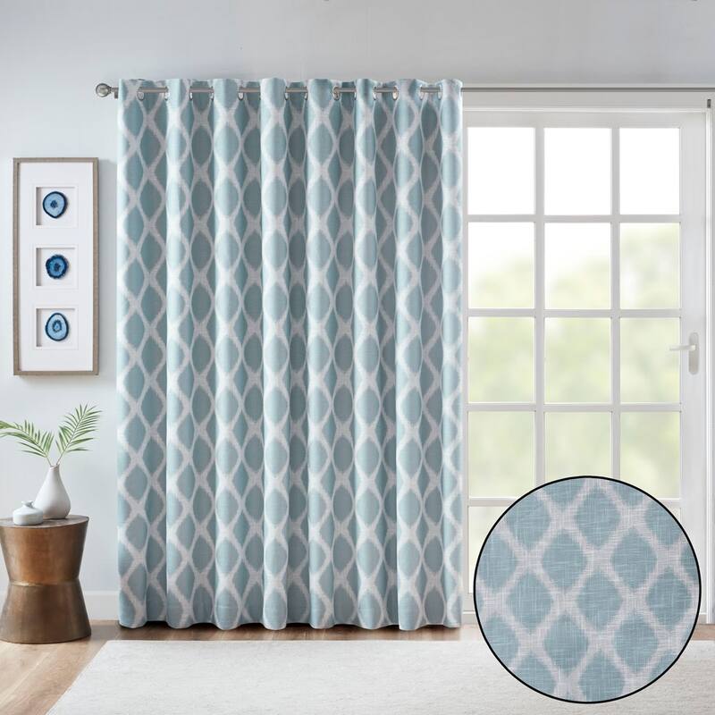 Printed Ikat Blackout Patio Curtain - Aqua