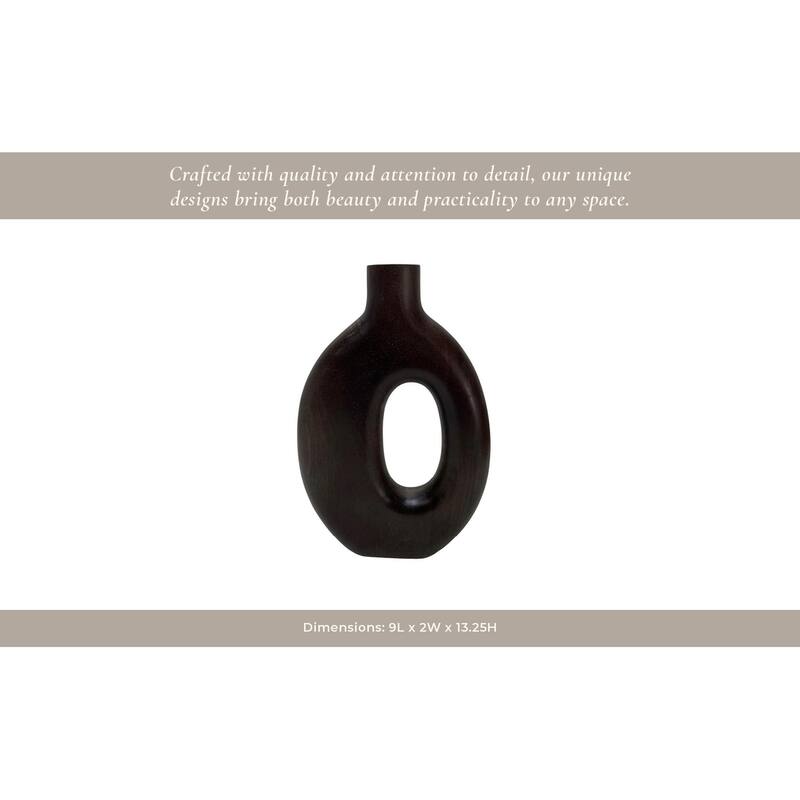 Mango Wood Modern Vase with Round Cutout Silhouette Minimalist Design
