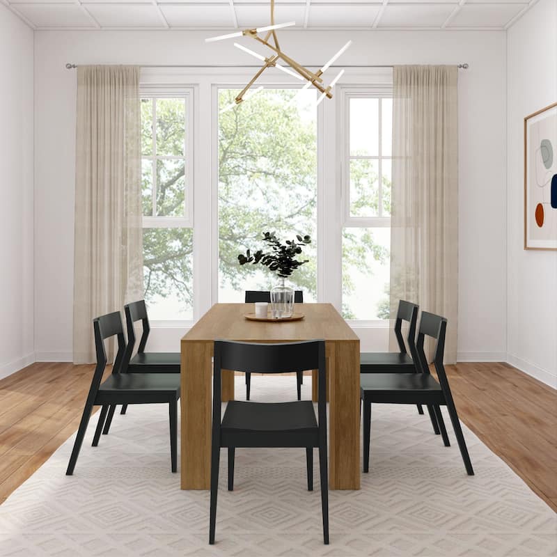 Plank and Beam 72" Modern Solid Wood Table and Chairs Dining Set