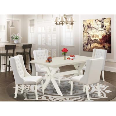 HomeStock 5-Piece Natural Oak Finish Solid Wood Top Dining Table with 4 Chairs