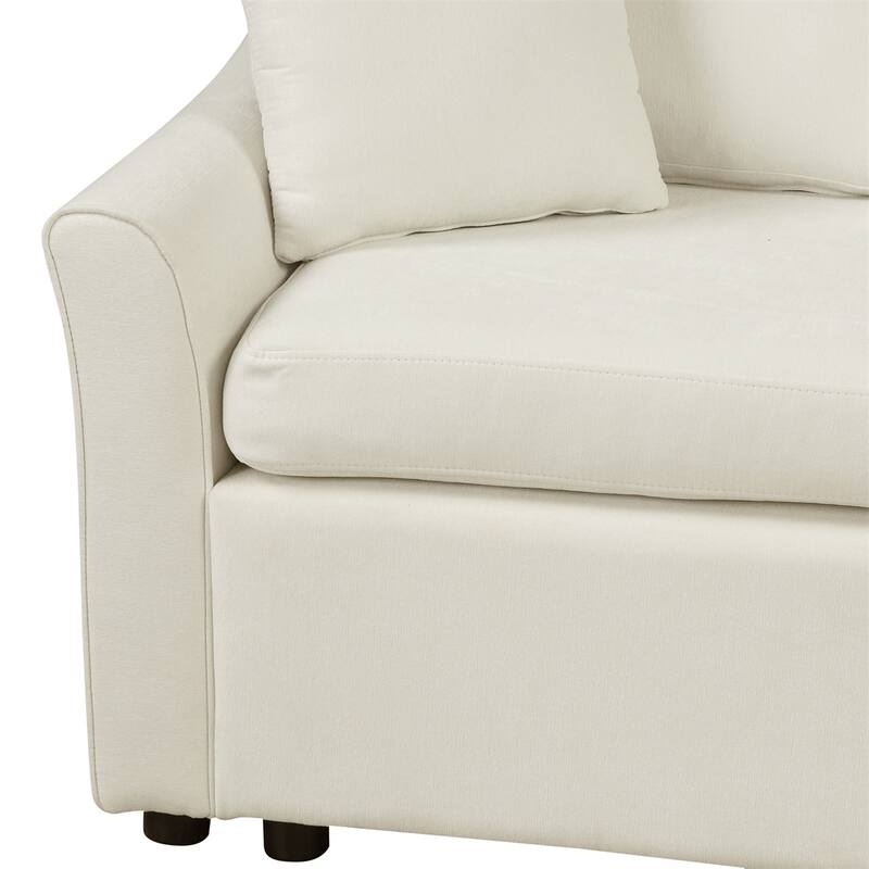 L-shaped Sofa Convertible Sofa Bed Pull Out Sofa Sleeper w/Back Pillow