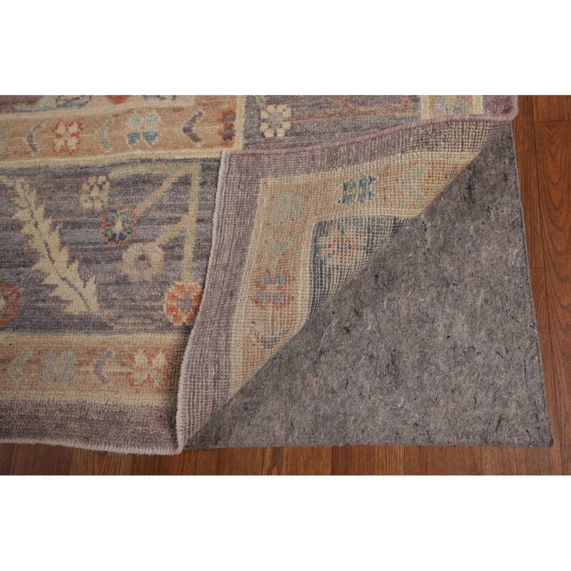 Floral Vegetable Dye Oushak Turkish Rug Hand-Knotted Brown Wool Carpet - 8'9"x 11'9"