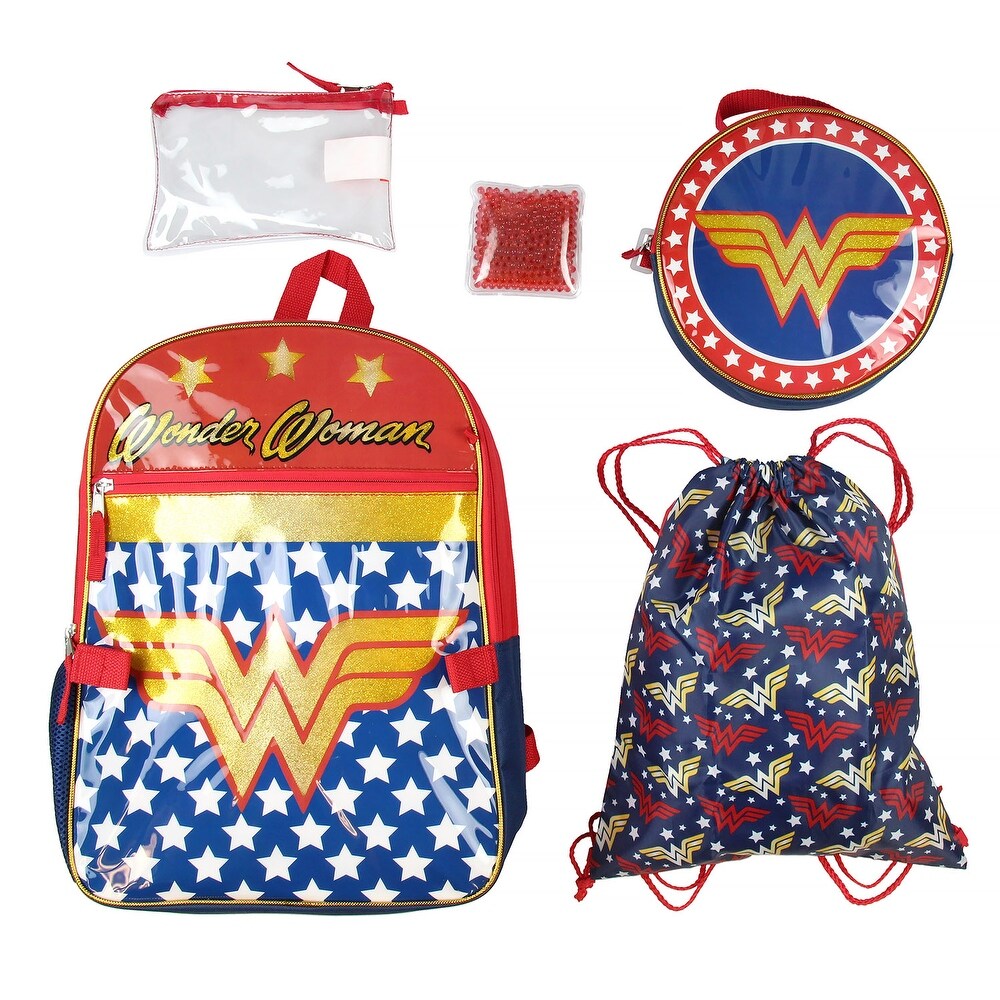 Overstock Com For Dc Comics Wonder Woman Backpack Lunch Bag Pencil Case Drawstring Sportpack 5pc Set Multi Fandom Shop - roblox backpack and lunch box amazon