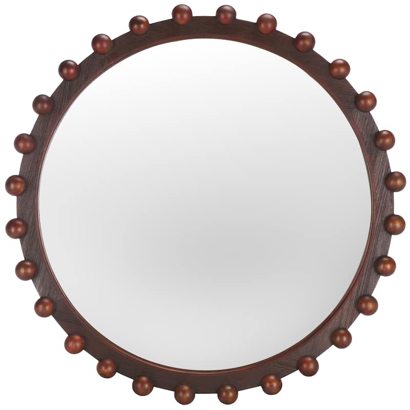 SAFAVIEH Home Lando 36-inch Walnut Round Mirror - 36"W x 2.4"D x 36"H