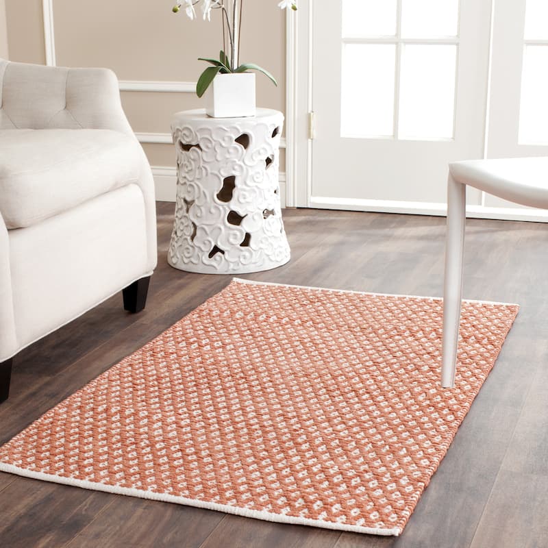 SAFAVIEH Handmade Boston Shirine Coastal Cotton Flatweave Rug - 2'6" x 4' - Orange