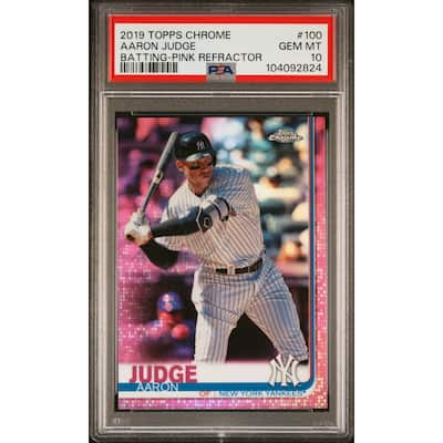 Aaron Judge 2019 Topps Chrome Pink Refractor Baseball Card #100 Graded PSA 10 - 8' x 11'
