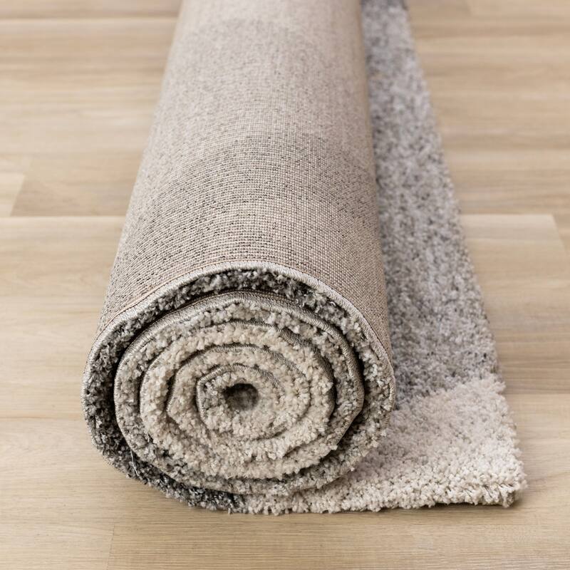 Maverick Collection - White Beige Grey Modern Plush Area Rug