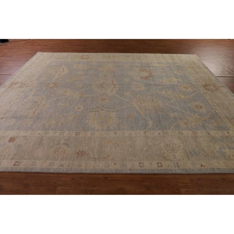Vegetable Dye Oushak Turkish Rug Hand-Knotted Wool Carpet - 8'9" x 11'8"
