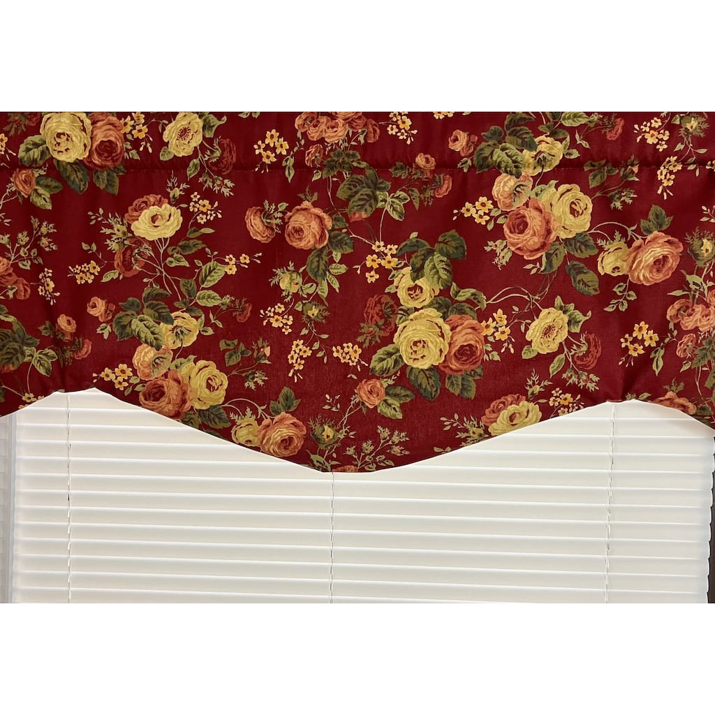 Kensington Rose in burgundy shaped valance